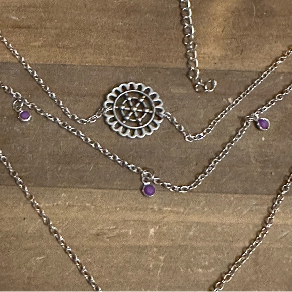 Layered multi strand sun and crescent moon necklace - Picture 3 of 3